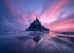 Francja, Wyspa, Opactwo, Mont-Saint Michel, Niebo, AI