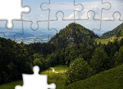 Wzgórza, Góra, Zielone, Drzewa, Droga