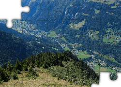 Zalesione, Góry, Dolina, Wioska, Zabudowania, Drogi
