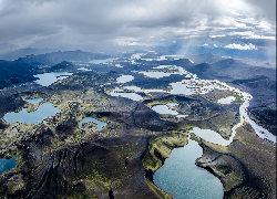 Islandia, Jeziora, Chmury Z lotu ptaka, Góry