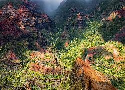 Stany Zjednoczone, Hawaje, Kauai, Waimea Canyon, Kanion, Góry, Doliny