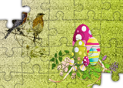 Ptaki, Kolorowe, Pisanki, Wielkanoc, Grafika 2D