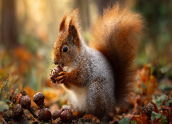 Wiewiórka, Żołędzie, Grafika, AI