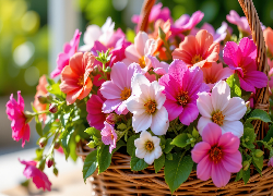 Kwiaty, Wiklinowy, Koszyk, Grafika AI