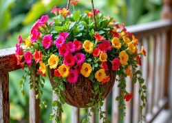 Kolorowe, Kwiaty, Surfinia, Wisząca, Doniczka