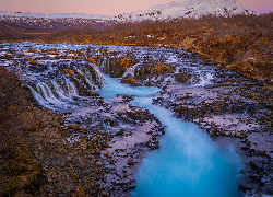 Islandia, Rzeka, Bruara, Wodospad, Bruarfoss Waterfall, Góry