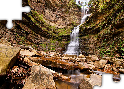 Stany Zjednoczone, Stan Wirginia Zachodnia, Wodospad Cathedral Falls, Skały, Kamienie