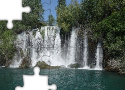 Drzewa, Wodospad, Park Narodowy Krka, Chorwacja