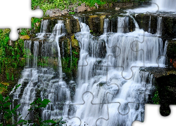 Wodospad, Skały, Kamienie, Rośliny, Chittenango Falls State Park, Nowy Jork