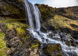 Islandia, Wodospad, Selvallafoss, Rzeka, Skały, Kamienie