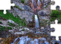 Skały, Wodospad, Stewarts Cascades Falls, Rzeka, Rośliny, Utah, Stany Zjednoczone