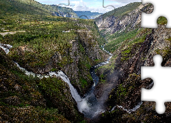 Góry, Rzeka, Skały, Wodospad Voringsfossen, Region Hordaland, Norwegia