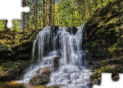 Park stanowy Ricketts Glen, Drzewa, Skały, Wodospad, Stan Pensylwania, Stany Zjednoczone