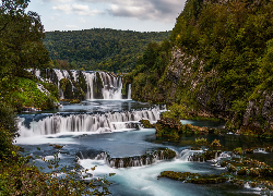 Las, Skała, Rzeka Una, Wodospady, Strbacki Buk, Kaskada, Kamienie, Bośnia i Hercegowina