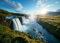 Wodospad, Rzeka, Promienie słońca