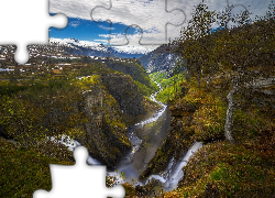 Norwegia, Góry, Rzeka, Wodospad Voringsfossen