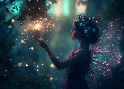 Czarodziejka, Wróżka, Skrzydła, Sztuczne, Ognie, Fantasy