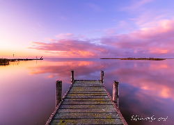 Pomost, Wschód słońca, Jezioro Alexandrina, Australia