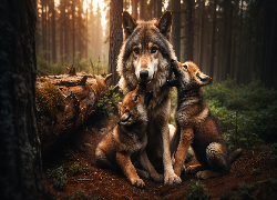 Wilki, Dwa, Wilczki, Zabawa, Las
