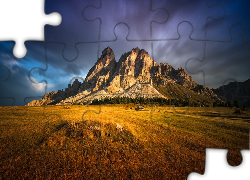 Góry, Niebo, Chmury, Roślinność