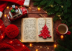 Kompozycja, Świąteczna, Otwarta, Książka, Samochodzik, Gałązki, AI