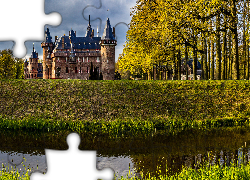 Zamek De Haar, Park, Drzewa, Haarzuilens, Gmina Utrecht, Holandia