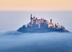 Zamek, Hohenzollern, Mgła, Lasy, Niemcy