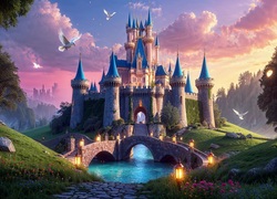 Zamek, Fosa, Mostek, Gołębie, Latarnie, Fantasy