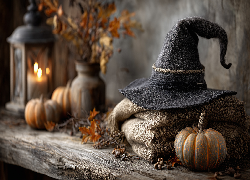 Czarny, Kapelusz, Czarownicy, Dynia, Halloween, Grafika Ai