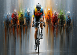 Kolarze, Sportowcy, Grafika AI, Kolarz, Rower, Dynamiczne ujęcie