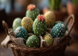 Zielone, Pisanki, Koszyk, Grafika AI, Wielkanoc