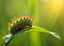 Zielono-pomarańczowa, Gąsienica, Liść