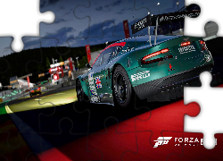 Gra, Forza Motorsport 6 APEX, Aston Martin, Zielony, Tył, Wyścig, Noc