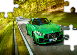 Zielony, Mercedes AMG GT R, 2016, Las, Droga