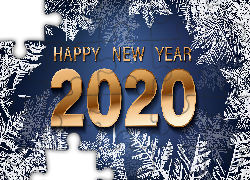 Nowy Rok, 2020, Cyfry, Napis, Happy New Year, Grafika