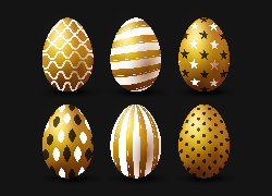 Wielkanoc, Kolorowe, Złote, Jajka, 2D