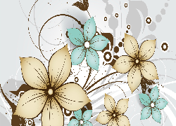 Żółte, Seledynowe, Kwiaty, 2D