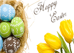 Gniazdko, Pisanki, Tulipany, Wielkanoc