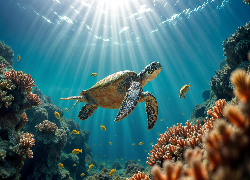 Żółw, Rafa, Koralowa