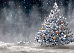 Boże Narodzenie, Choinka, Bombki, Życzenia, Grafika AI