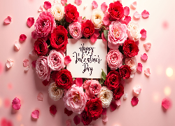 Róże, Walentynki, Serce